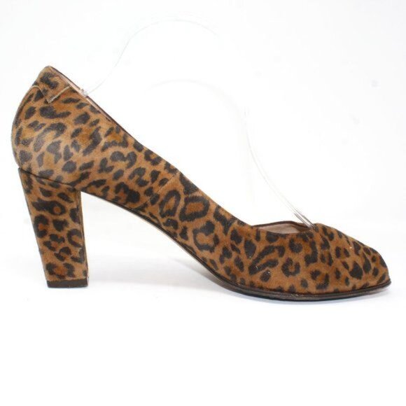 Taryn Rose Women's Sz 10 Suede Leopard Print Open Toe Block Heel Slip On Pumps - Picture 9 of 12
